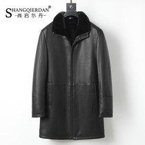 Winter new Haining leather jacket mens mink fur collar mink fur liner mid-length dad outfit fur coat