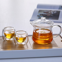Heat-resistant lead-free glass single small teapot kung fu tea set transparent mini bubble teapot with filter