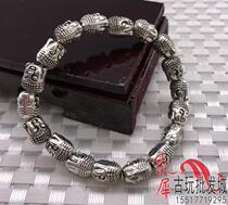 Antique new Tibetan silver bracelet special Miao silver Tathagang Buddha Bracelet Maitreya Buddha Bracelet Buddha Head Bracelet