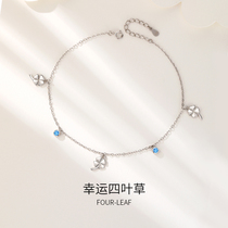 Four-leaf clover sterling silver anklet womens high-end sense of net red sexy temperament Korean version of simple personality niche anklet