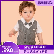 Baby 100-day banquet suit handsome baby year old dress boy day summer gentleman suit British childrens clothing catch week clothes