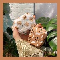 Brown bear suitable for airpodspro Protective case airpods protective cover Apple third generation wireless Bluetooth eardrum case cute wind 3 soft airpods2 second generation couple I