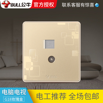 Bull switch socket type 86 wall cable computer TV closed circuit TV network signal socket panel G18 gold