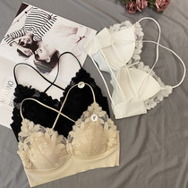 Hui Zhixin French lace beauty back cross sling underwear womens one latex chest pad anti-light gathering chest summer