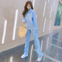 Han Edition Students Loose and Lean Casual Sportswear Suit Womens Spring Autumn Tennis Red Fashion Vets Running Two Sets of Tides