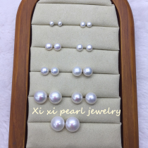 Powder Zhejiang Zhuji Natural New Freshwater Sterling Silver Semicircle Gray Purple Pink Mantou Real Pearl Earrings Flat Round