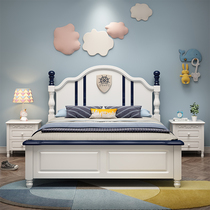 American modern simple teen solid wood bed 1 5 meters childrens bed Boy single 1 2 meters girl princess bed