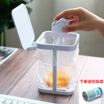 Bedroom mini square Wrought iron garbage rack Household kitchen countertop floor small trash can with cover storage simple
