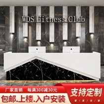 Company reception desk imitation marble paint front desk table Educational institution cashier Hotel simple training bar table