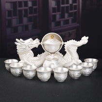 Gilt Silver Tea Set 999 Sterling Silver Set Home Automatic Tea Set Lazy Tea Maker Jingdezhen High-end Ceramics Set