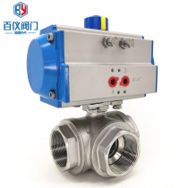 Pneumatic three-way ball valve pneumatic stainless steel three-way screw ball valve three-way reversing ball valve Q614 5F-16P