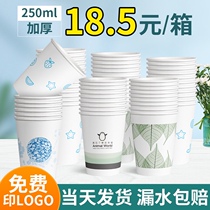 Disposable water cup paper cup whole box 1000pcs household wedding thickened custom printed logo commercial