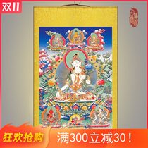Solemn White Tara Bodhisattva portrait Zengshou save fo mu thangka fo xiang hua fo tang si chou hua scroll paintings