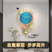 Nordic deer head decorative wall clock Living room household fashion clock wall hanging creative Wrought iron clock Light luxury mute hanging watch