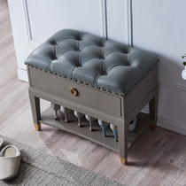 Household door-to-door shoe stool shoe cabinet Solid wood shoe stool Nordic modern simple shoe cabinet stool multi-function shoe stool