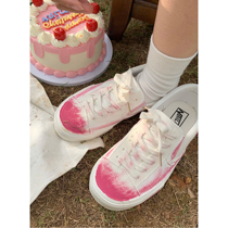 Xu Liu Mang classic wild low-top one-foot side label white shoes scribbled art cute graffiti canvas shoes