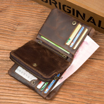 Slow Time Handmade Crazy Mapleather Wallet Retro Harp Zipped Money Chuck Layer Bull Leather Brief About Old Wallet Man