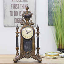 European-style clock living room clock ornaments large sitting clock retro imitation copper gold table clock American antique table clock