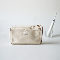 MISKSOLA RETRO TOILETRIES HANDREAL LEATHER CANVAS FOR MEN AND WOMEN PORTABLE TRAVEL BRIEF COSMETIC INTAKE