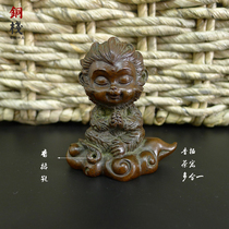  Special offer Solid copper town ruler paperweight Wenzhen Wenfang ornaments Study Sun Wukong incense burner incense insert ornaments
