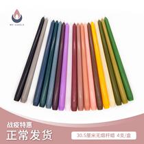 Color smokeless long pole candles 4 sets ins branches of the European slender wedding banquet home Western food atmosphere dedicated