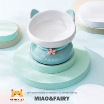 Meow Fairy Ceramic Cat Bowl Protects Cervical Slope Dog Food Basin Canned Food Bowl Water Bowl Anti-Tipping Pet Bowl Cat Food Bowl
