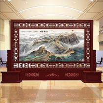 Customized Chinese solid wood screen hotel company office partition porch entrance unit Hall Great Wall seat screen