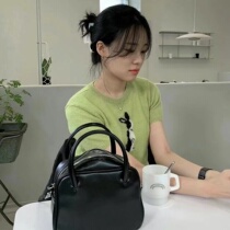 Electric Hip-Man Spring Design Bull Oil Fruits Green Rabbit sashimi Short Cute Sweaters Short Sleeves Sweet and Hot Wind Han Edition Woman