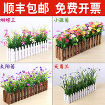 Simulation flower Fake flower plastic flower Desktop corner occlusion simulation green plant potted ornaments Phalaenopsis fence flower set