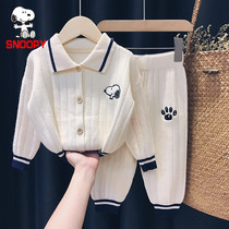 SNOOPY SNOOPY sweaters for boys and girls sweater set British style baby knit two-piece Childrens Western autumn dress