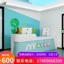 Painted Front Desk Childrens Training Institution Cashier Preschool School Simple Reception Desk White Paint Desk