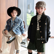 Child Clothing Double-sided Cashmere Coat Jacket 2021 Autumn Winter Korean Version Girl Ocean Qi Hooker Jacket Children Thickened Coat
