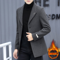 Autumn and winter wool woolen coat men thick suit Korean trend men short trench coat mature and steady coat