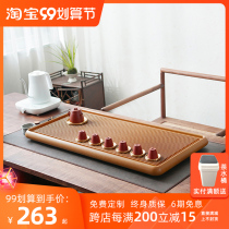 Gold Bakelite tea tray German household Chinese style solid wood tea kung fu tea set Bakelite single-layer drainage large tea table
