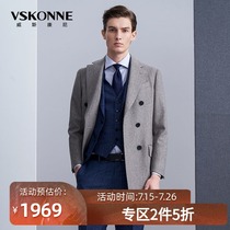 VSKONNE VSKONNE mall with the same mens coat medium and long double-breasted business casual wool coat