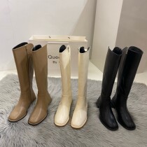 Hong Kong Korean version of white boots Martin boots female 2021 autumn and winter single boots thick heel high Knight boots