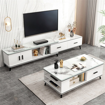  Coffee table TV cabinet combination 2021 new modern simple living room small apartment narrow telescopic light luxury TV cabinet
