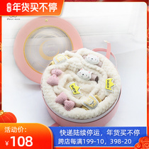Newborn supplies baby gift box newborn baby cartoon bow socks flannel blanket set Full Moon gift