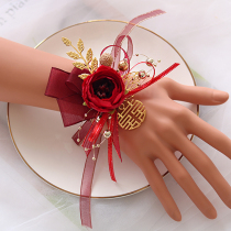 Bridesmaid group wrist flower Groom Bride wedding corsage Super fairy simple forest hipster Korean style beauty hand wreath