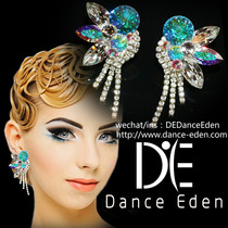 Dance Eden Piao Diamond AB color accessories professional national standard Latin modern stage earrings ear clip ear pin