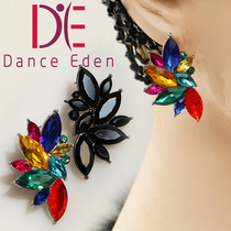 Dance Eden Pianai professional national standard Latin Dance modern Dance Dance earrings ear needle black color diamond bride accessories performance