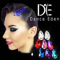 DanceEden Ai Ai headdress retro Latin dance modern dance white AB color diamond red treasure blue and black performance vintage