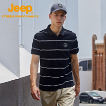 jeep mens summer lapel short-sleeved Paul polo shirt breathable striped quick-drying T-shirt Cedar half-sleeved quick-drying clothes men