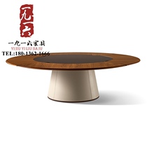 New Chinese electric solid wood round table modern hotel dining table Club Restaurant Hotel model room furniture customization