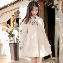 British wild girls sweater dress 2021 autumn and winter new temperament childrens long bottom childrens skirt