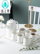Nordic light luxury water set household ceramic teapot tea cup tea set water cup kettle Cup Cup with tray gift box