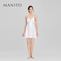 MANITO Manitto Essential true silk harness short sleeping dress sexy pure color mulberry silk sleepwear spring summer