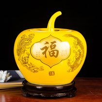 Jingdezhen ceramics Chinese red apple vase ornaments Chinese home living room Bogu shelf decorations with lid