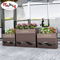 Wrought iron outdoor flower box combination Sales department outside swing partition flower rack Restaurant green mobile flower trough square flower bed
