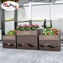 Wrought iron outdoor flower box combination Sales department outside swing partition flower rack Restaurant green mobile flower trough square flower bed